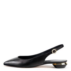 [KUHEE] Sling-back(8344K) 2cm-Flat Shoes Sheepskin Crystal Simple Office Look Daily Point Handmade Shoes-Made in Korea